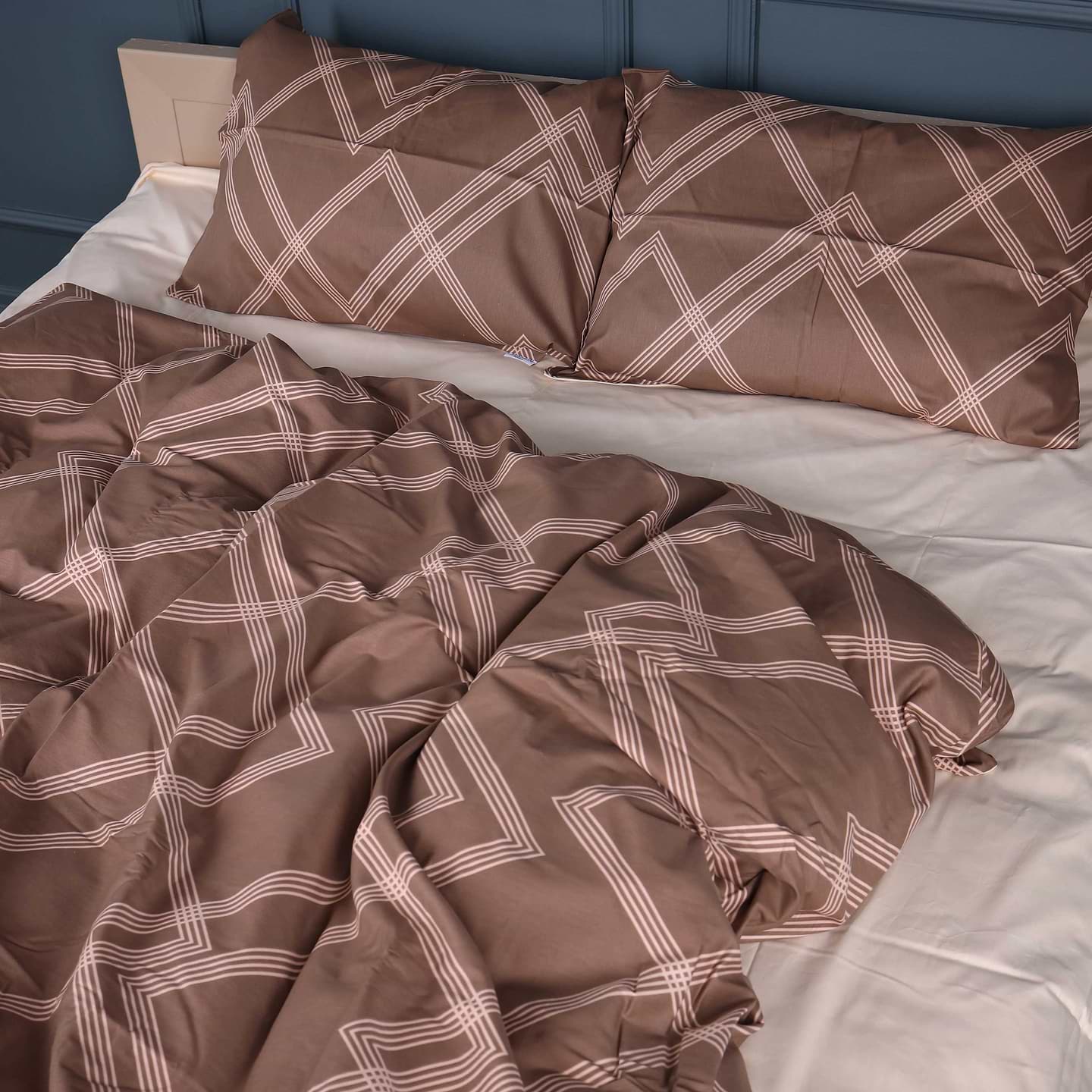 Комплект постільної білизни MirSon 2 x 143 x 210 см 22-1413 Brown Geometry Сатин (2200011123226)